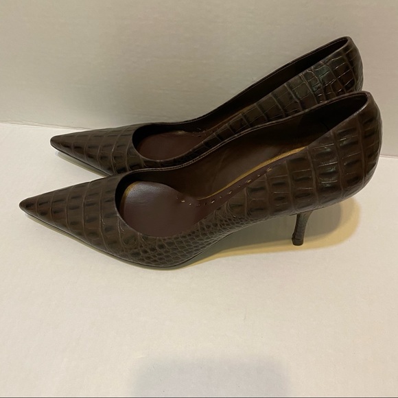 BCBGirls Brown Alligator Print Heels - Picture 2 of 7